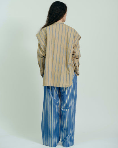 striped 2way sleeves shirt