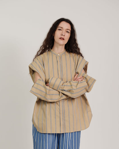 striped 2way sleeves shirt