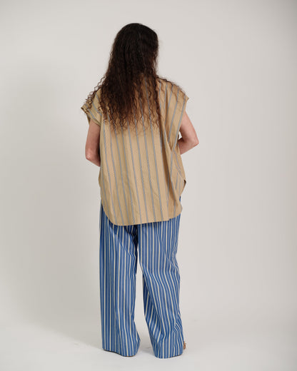 striped 2way sleeves shirt