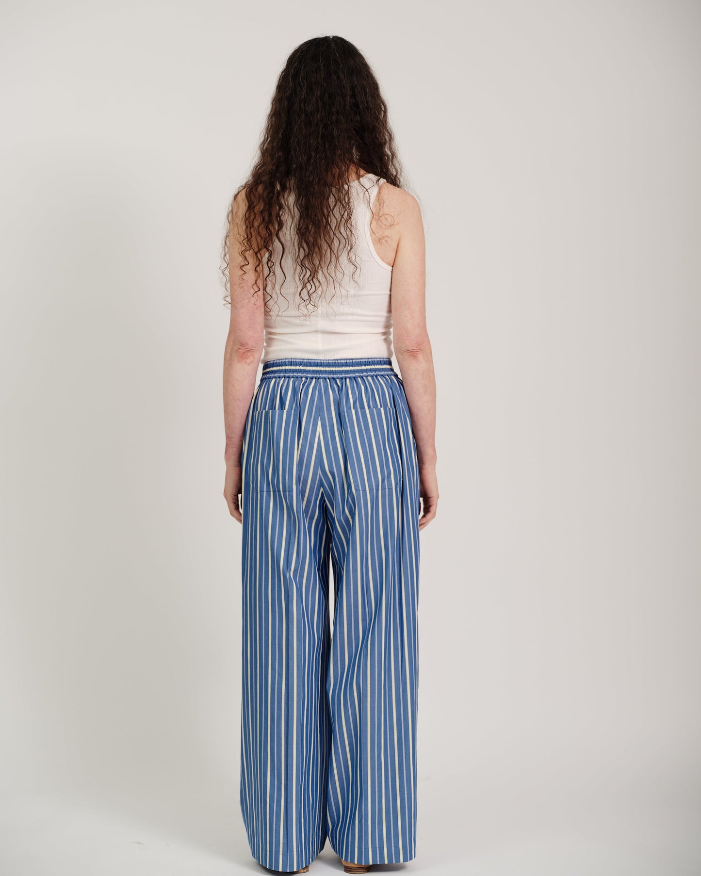 striped wide leg trousers
