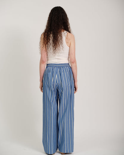 striped wide leg trousers