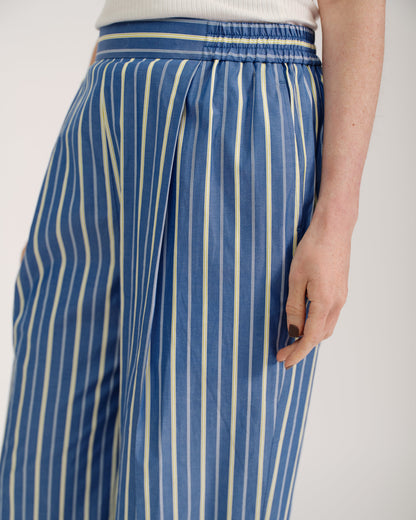 striped wide leg trousers