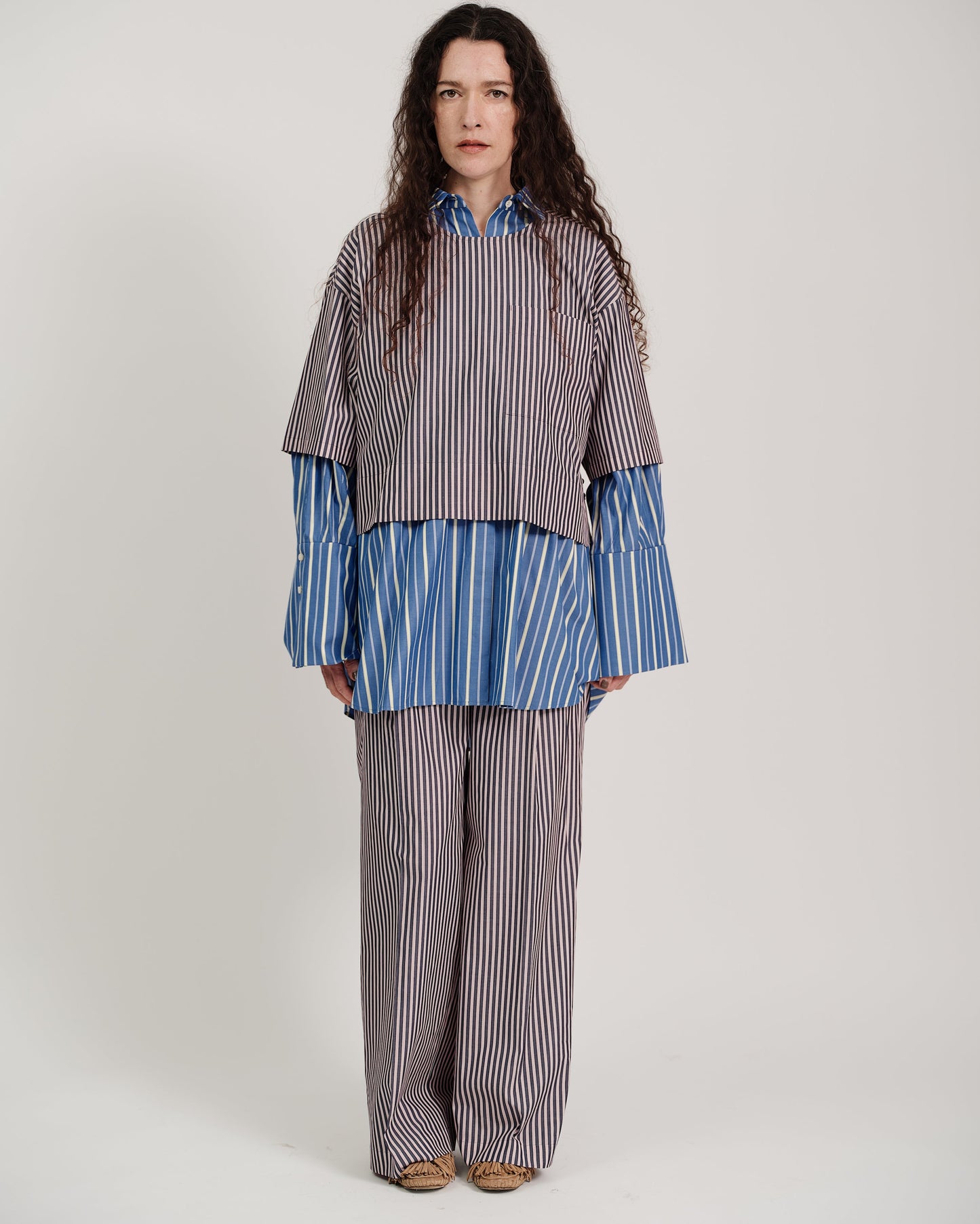 striped huge long shirt