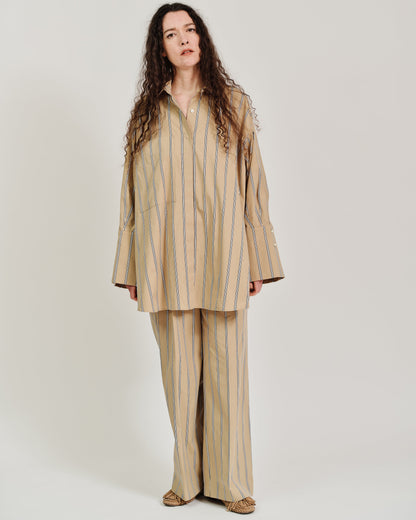 striped wide leg trousers