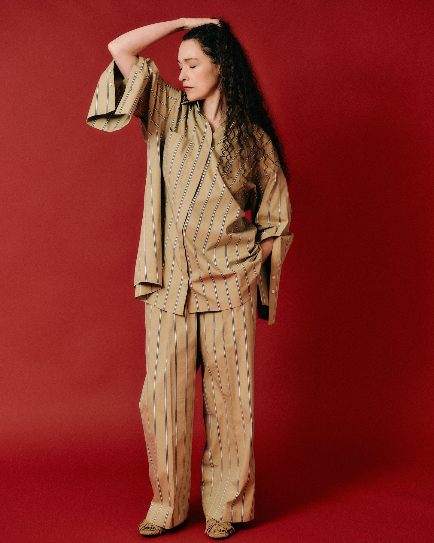 striped huge long shirt