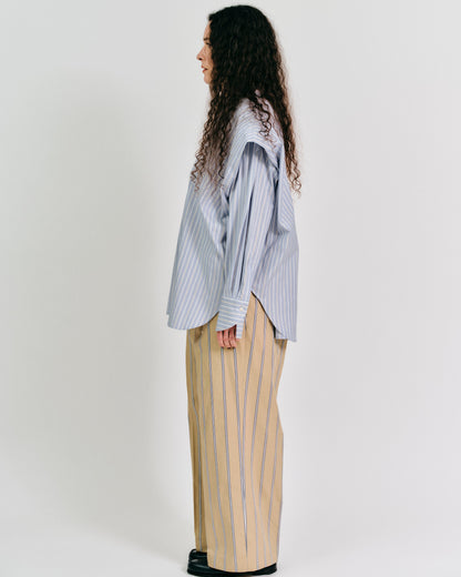 striped 2way sleeves shirt