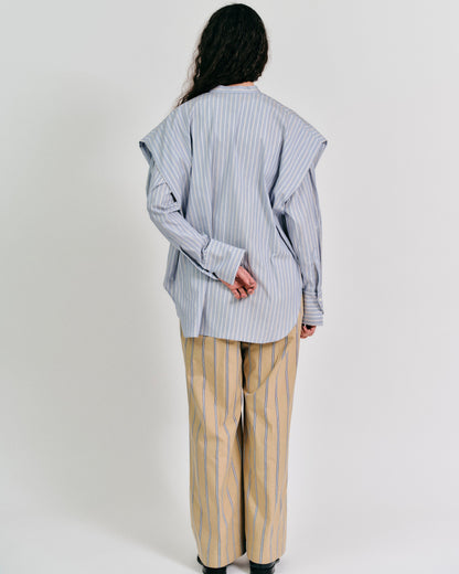 striped 2way sleeves shirt