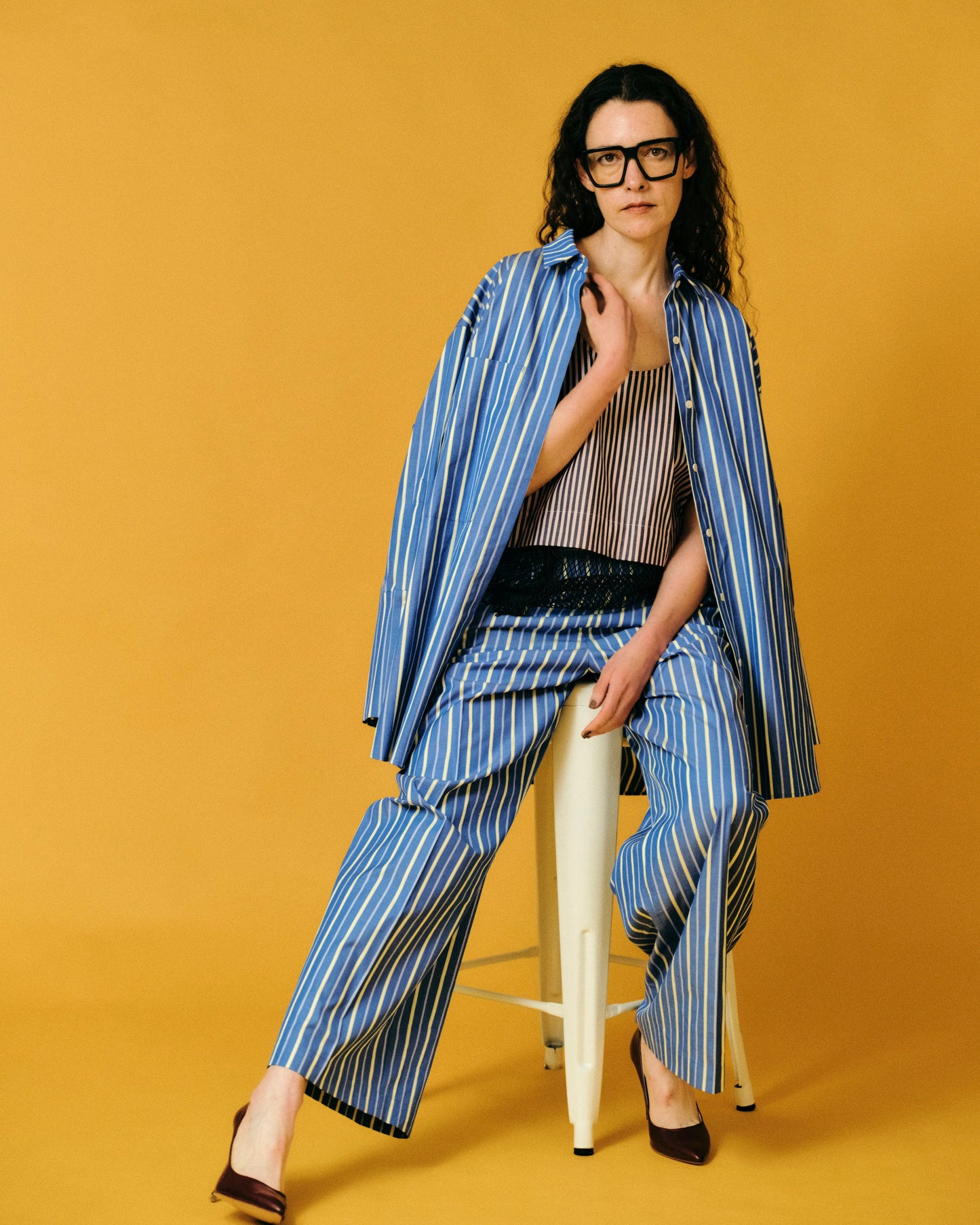striped huge long shirt