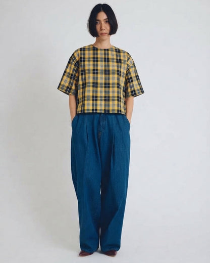 checked T-blouse short