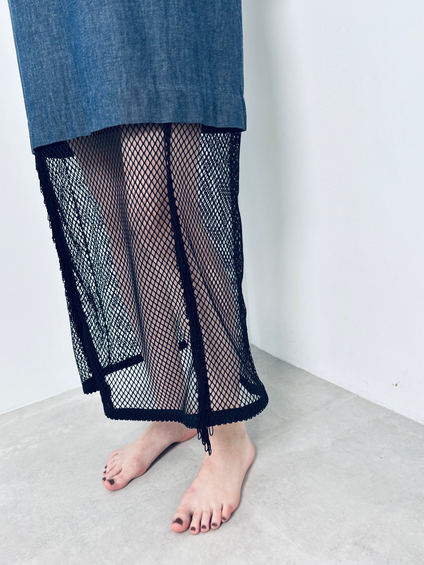 mesh camisole long denim