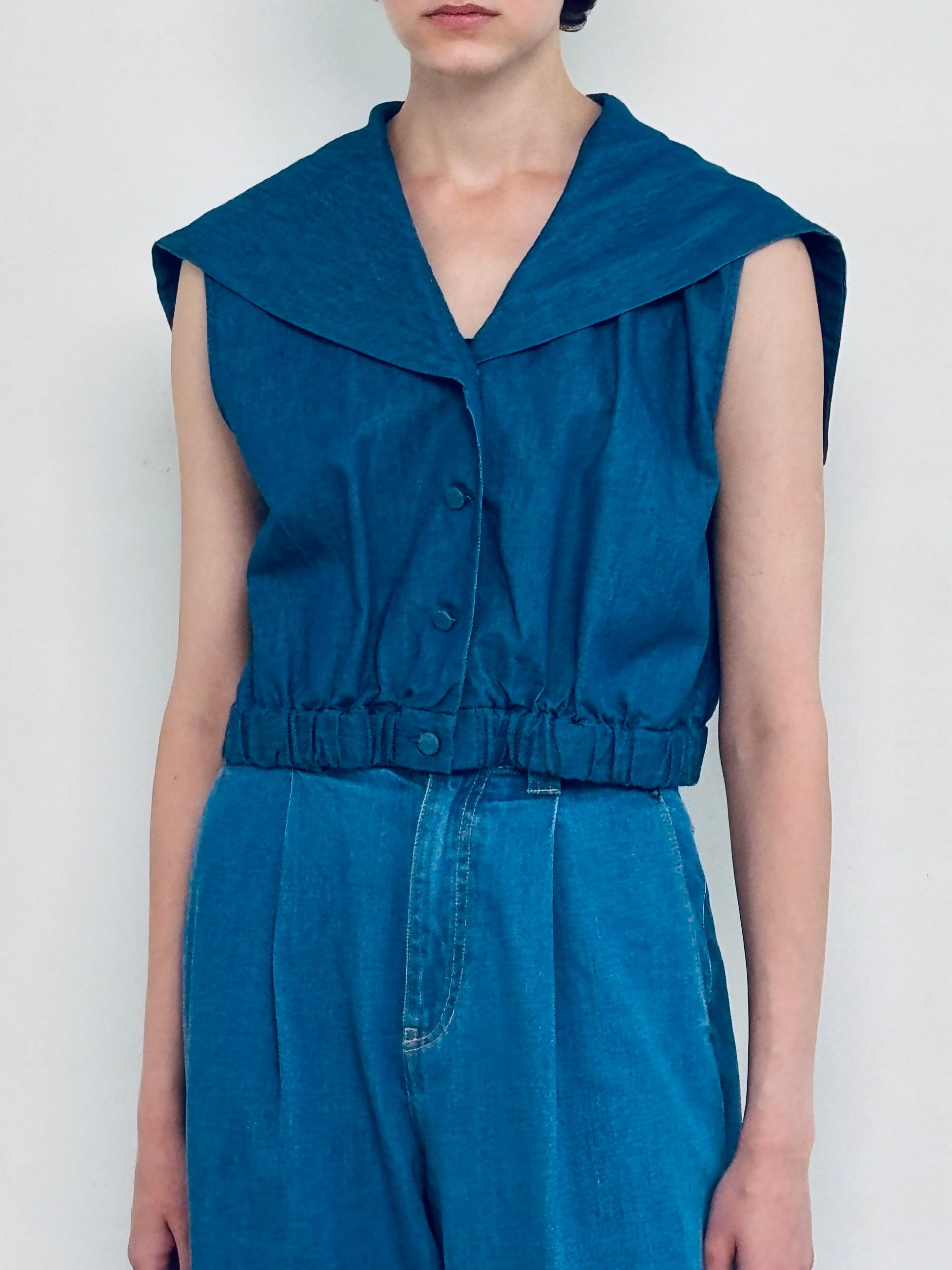 sailor collar top denim – ALLLOU