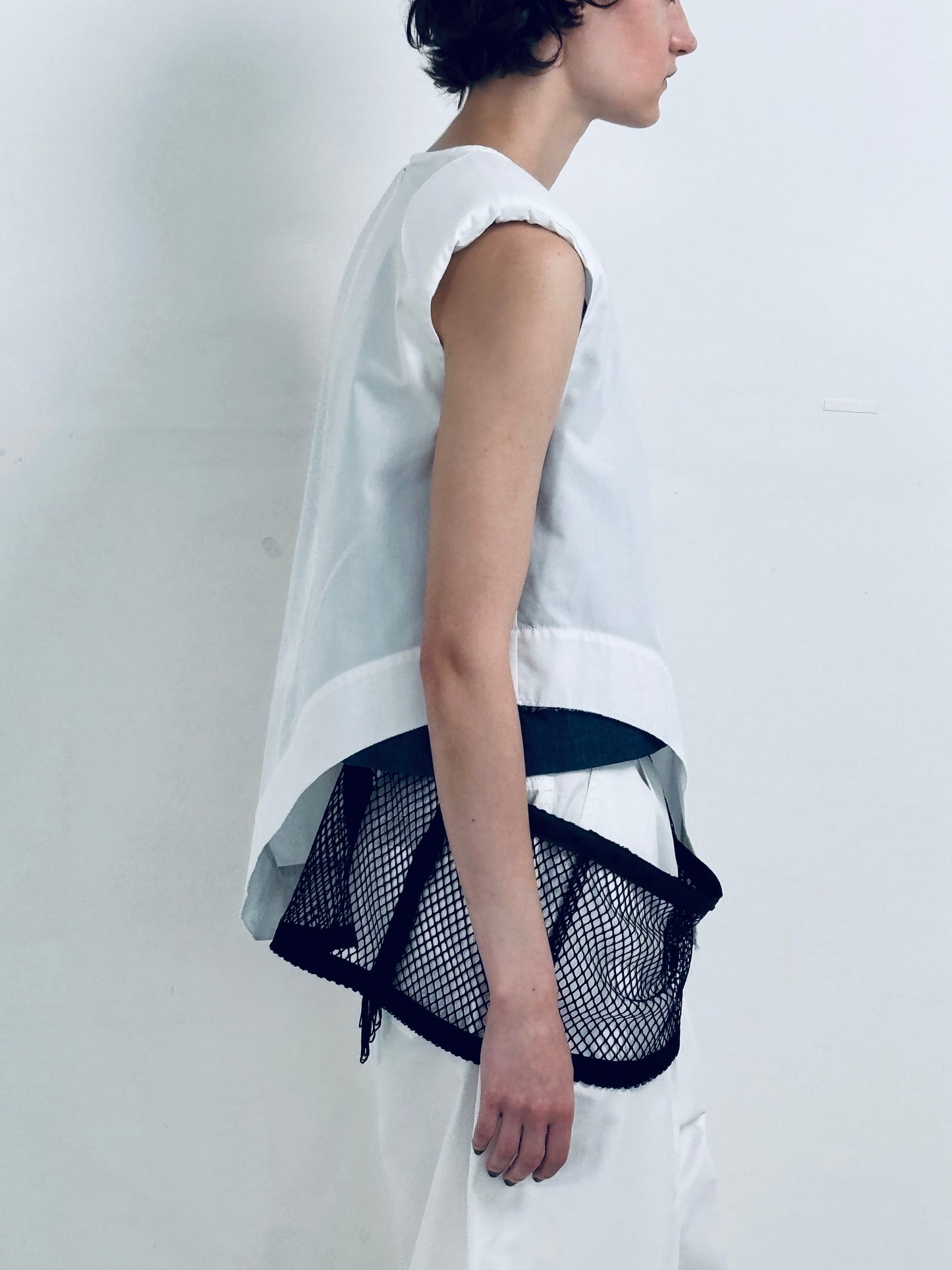 mesh camisole short denim