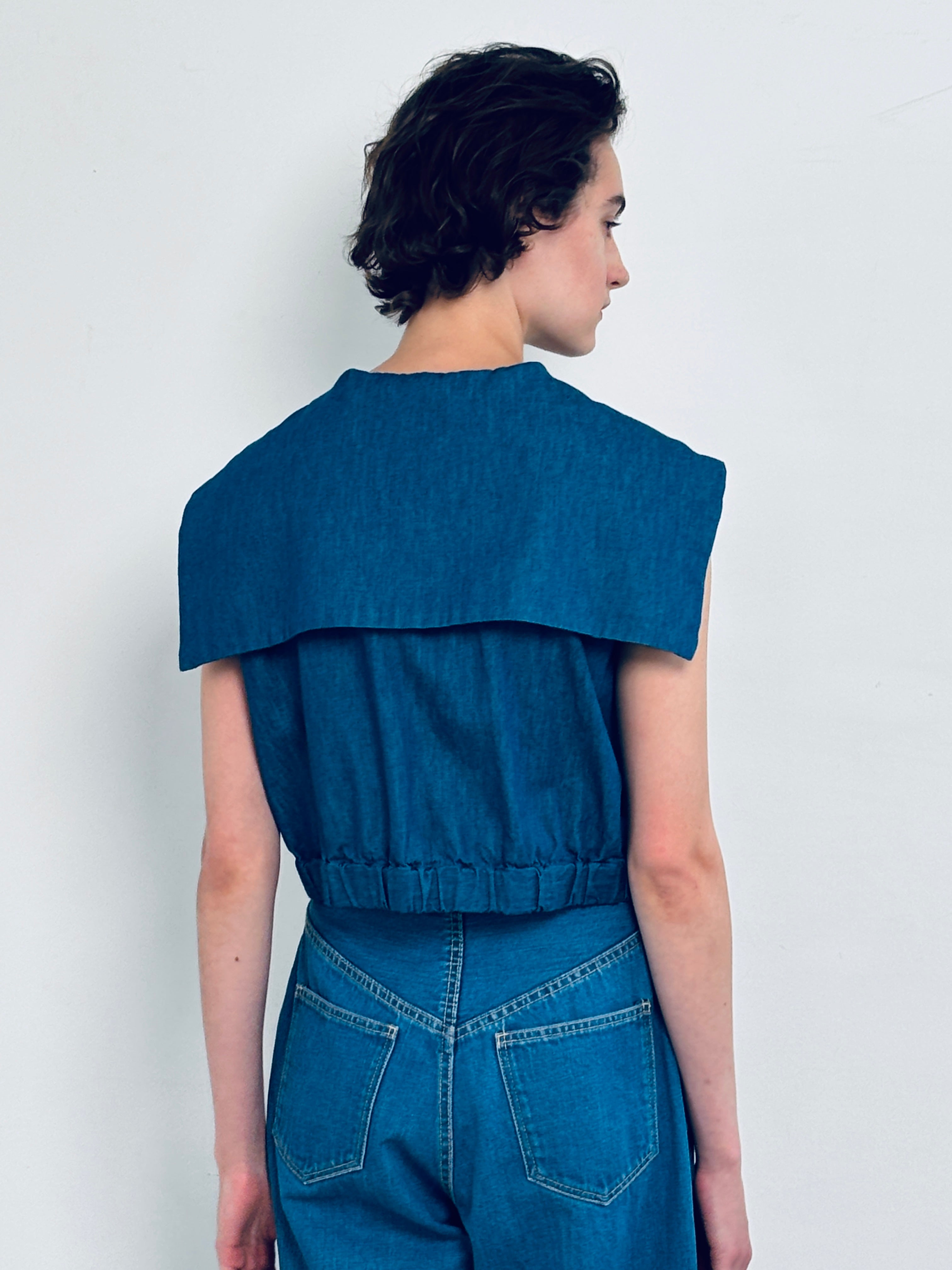 sailor collar top denim – ALLLOU