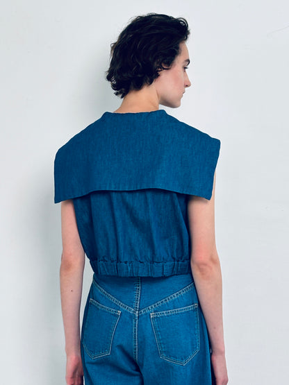 sailor collar top denim