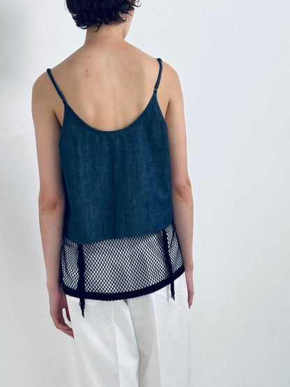 mesh camisole short denim