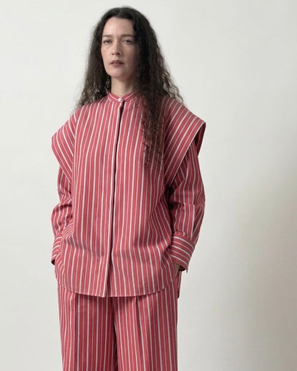 striped 2way sleeves shirt