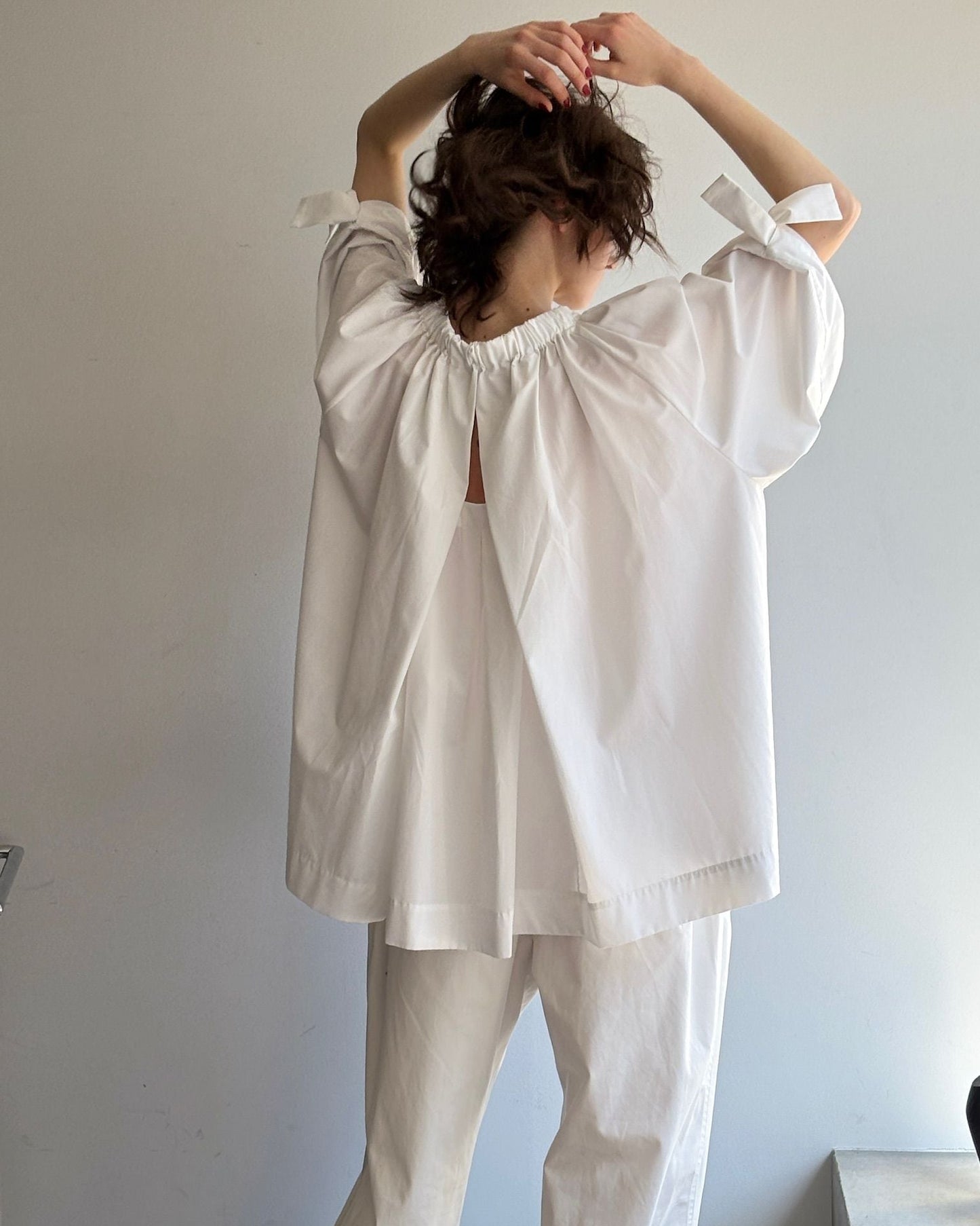 gather blouse short White