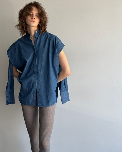 2way sleeves shirt denim