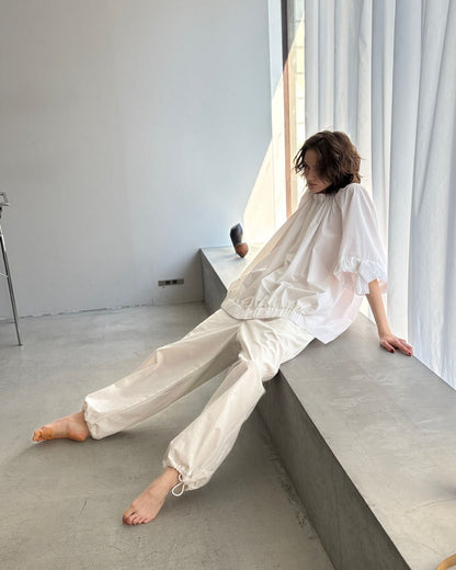 gather blouse short White